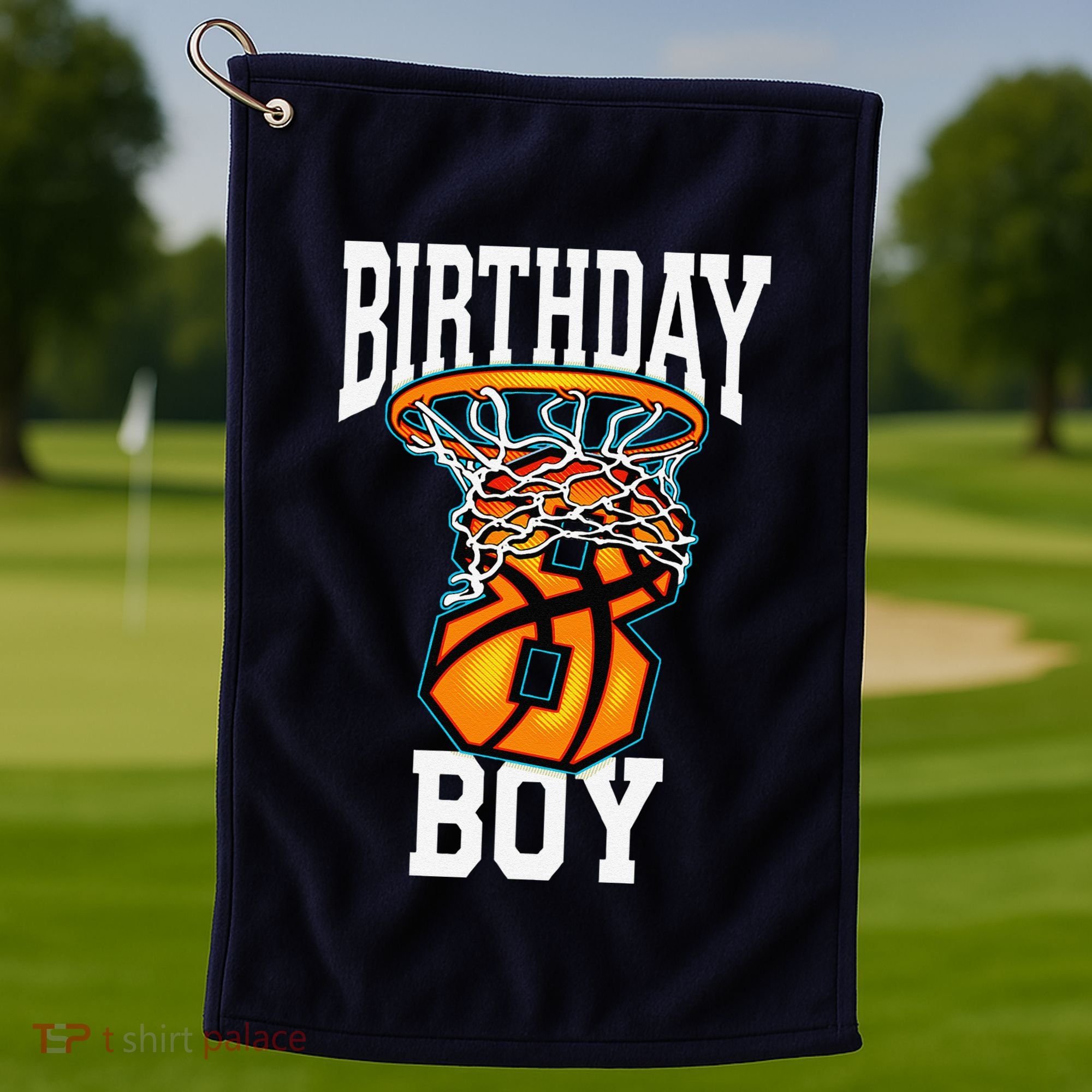 8th Birthday Basketball 8 Years Old Gift Golf Towel
