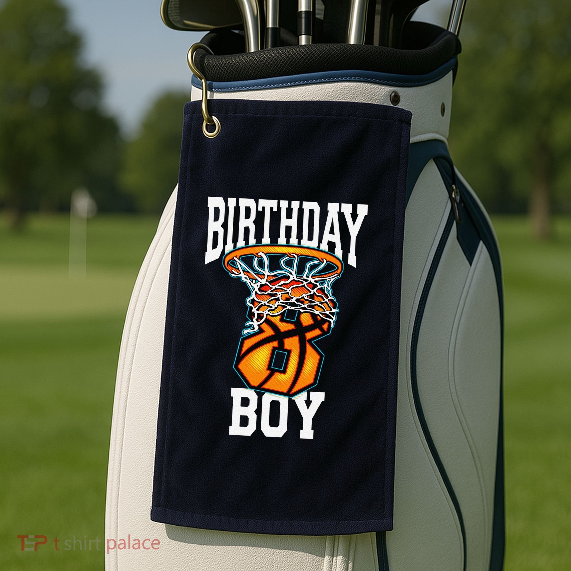 8th Birthday Basketball 8 Years Old Gift Golf Towel