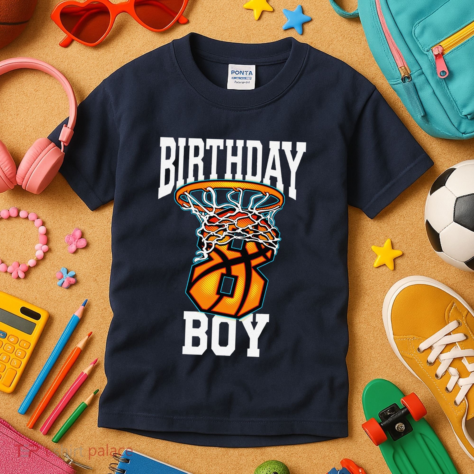 8th Birthday Basketball 8 Years Old Gift Kids T-Shirt