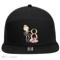 8th Birthday Ballerina Dancer Ballet Black Tutu 7 Panel Mesh Trucker Snapback Hat thumb 0