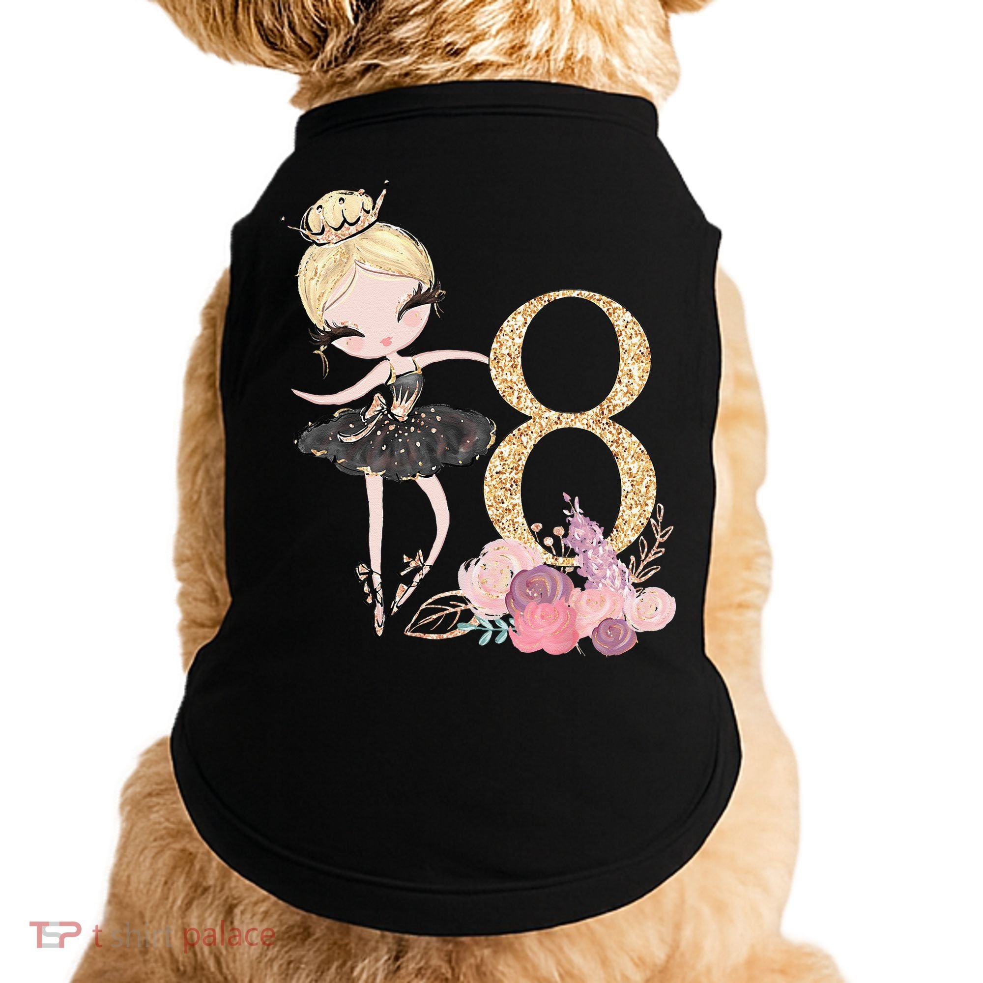 8th Birthday Ballerina Dancer Ballet Black Tutu Doggie Tank