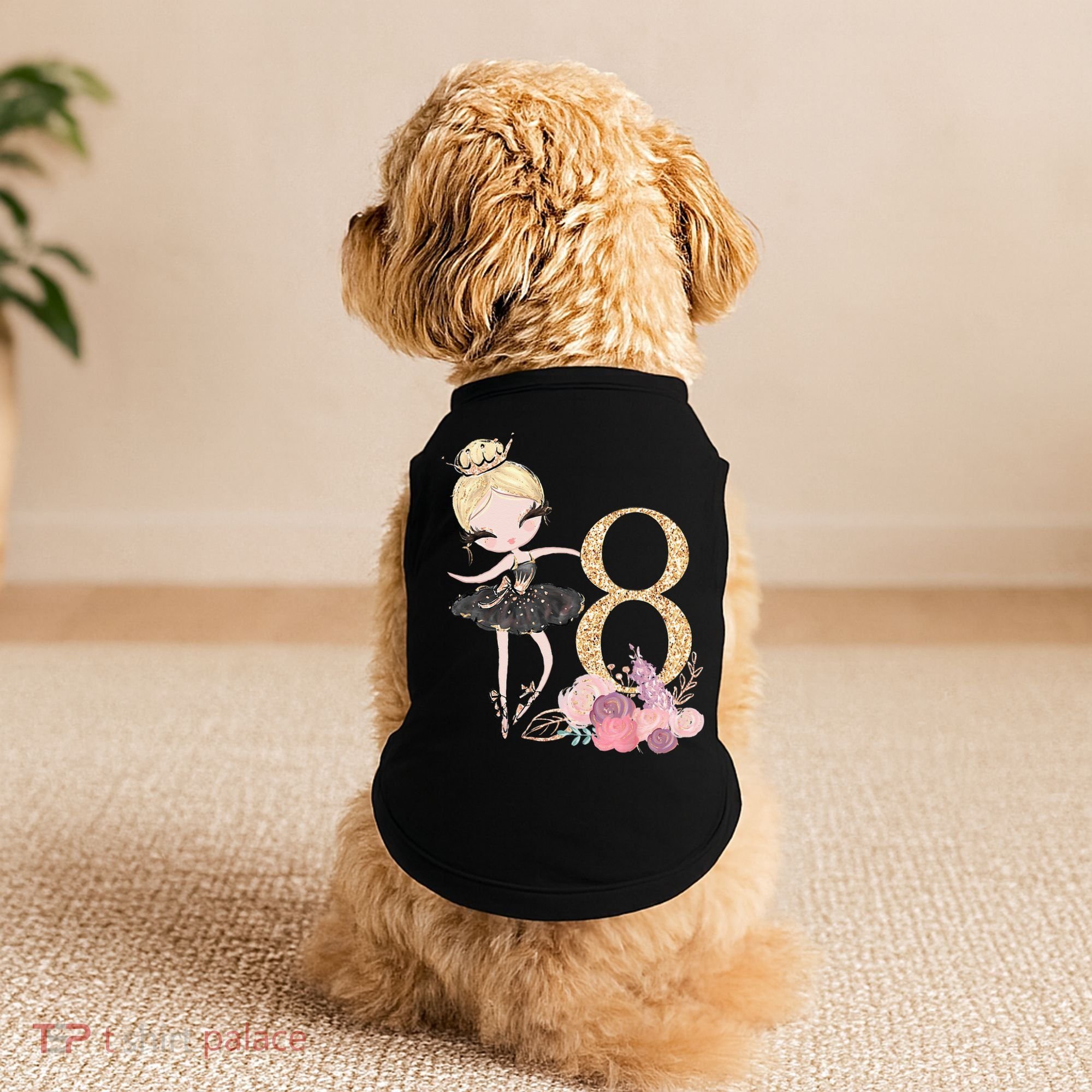 8th Birthday Ballerina Dancer Ballet Black Tutu Doggie Tank
