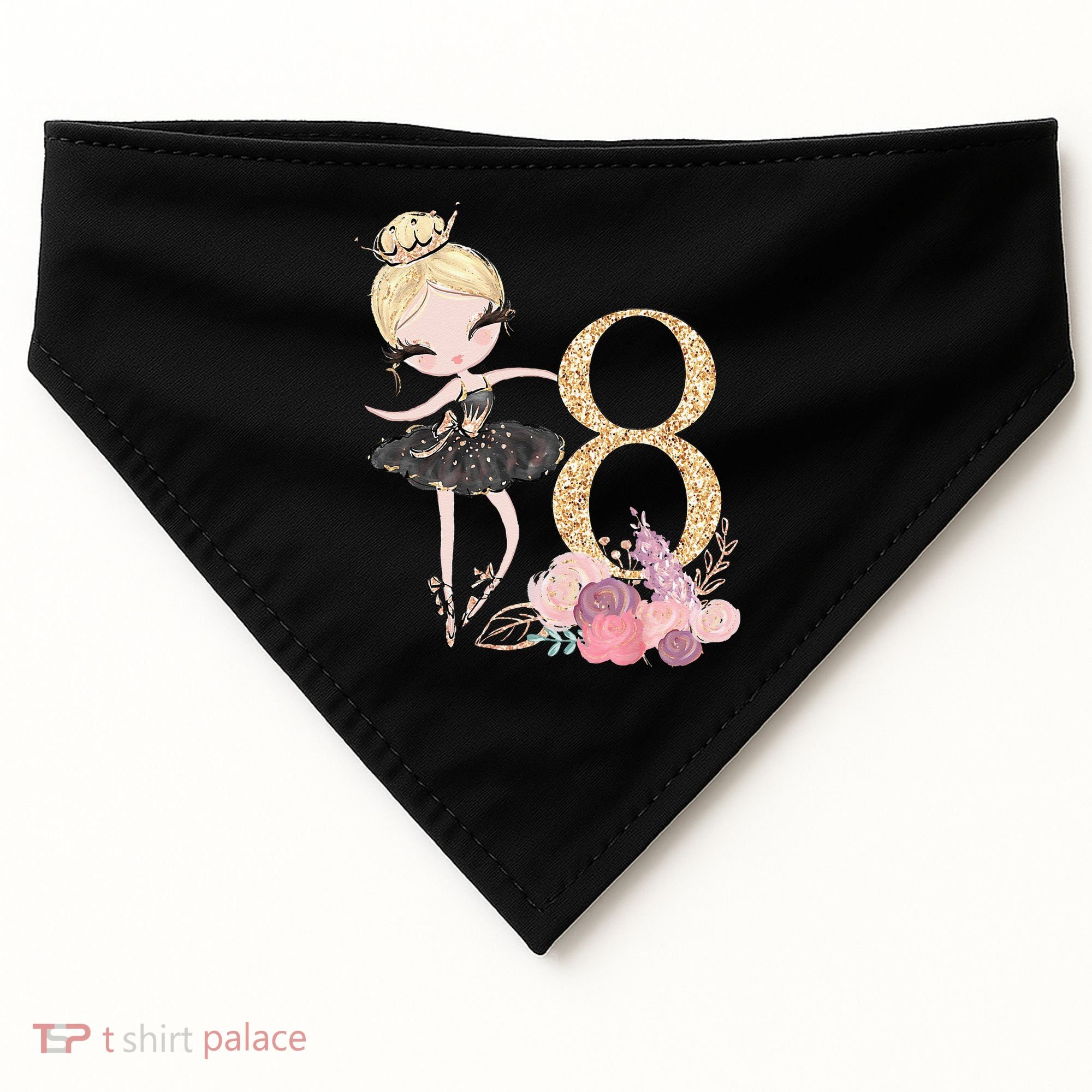 8th Birthday Ballerina Dancer Ballet Black Tutu USA-Made Doggie Bandana
