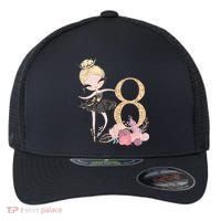 8th Birthday Ballerina Dancer Ballet Black Tutu Flexfit Unipanel Trucker Cap thumb 0