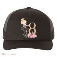 8th Birthday Ballerina Dancer Ballet Black Tutu Yupoong Adult 5-Panel Trucker Hat thumb 0