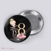 8th Birthday Ballerina Dancer Ballet Black Tutu Button thumb 0