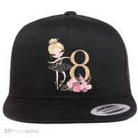 8th Birthday Ballerina Dancer Ballet Black Tutu Flat Bill Trucker Hat thumb 0