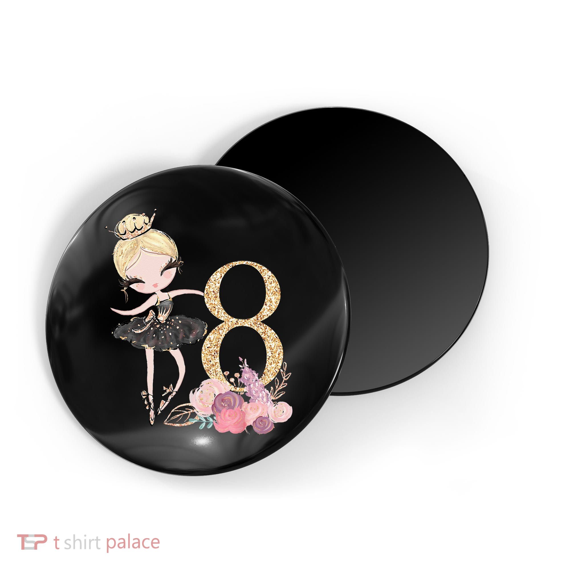8th Birthday Ballerina Dancer Ballet Black Tutu Magnet