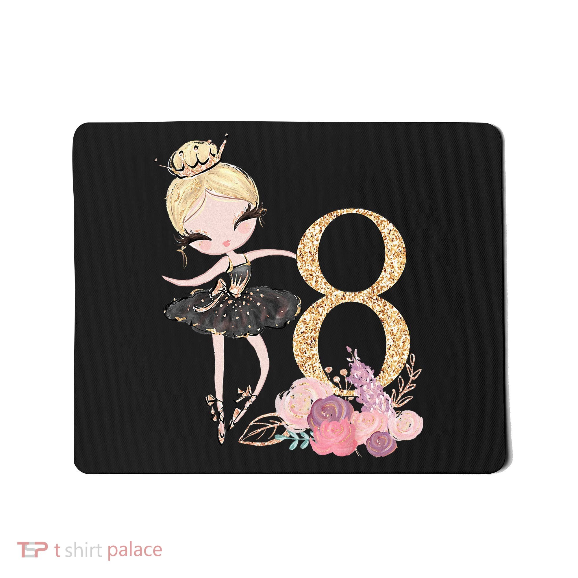 8th Birthday Ballerina Dancer Ballet Black Tutu Mousepad