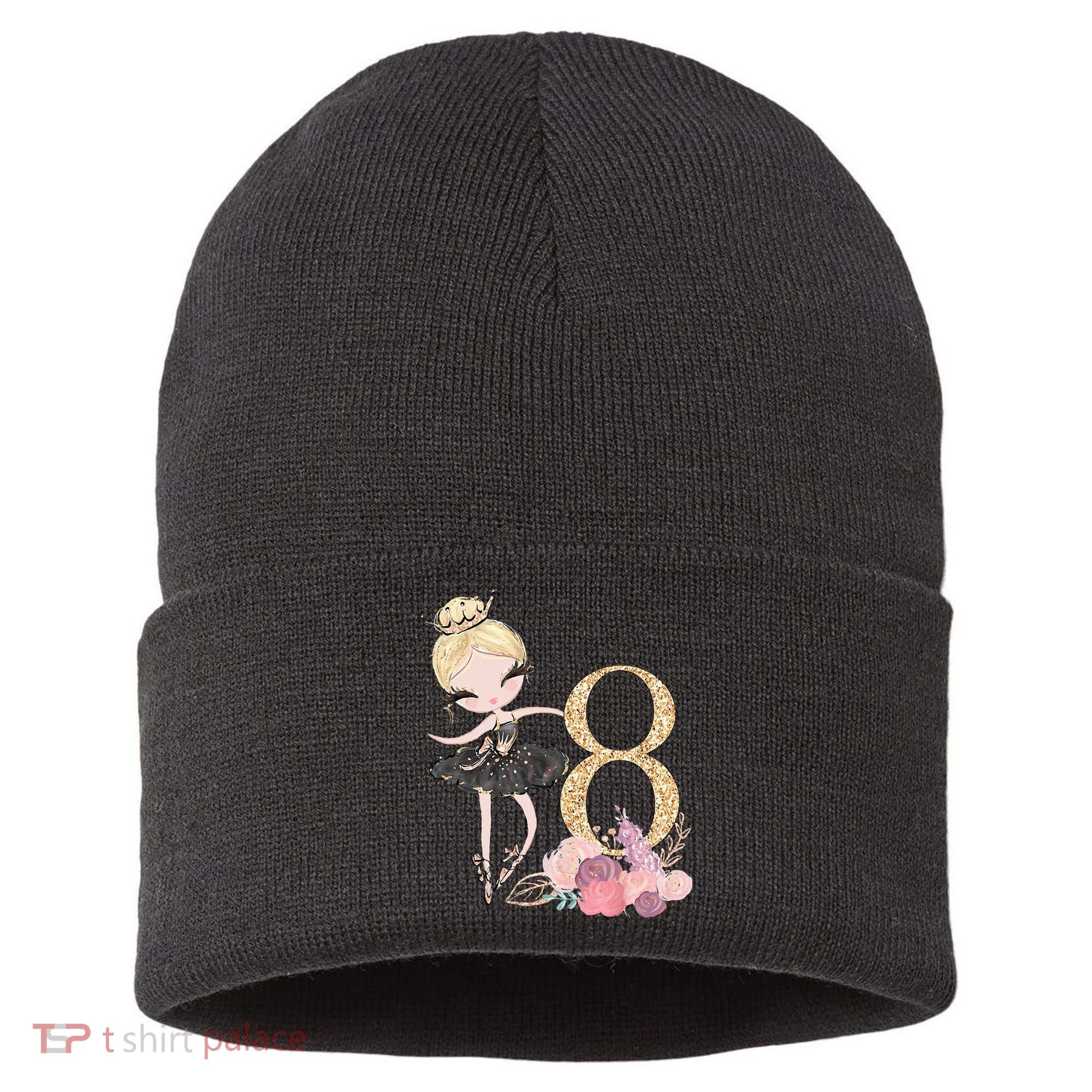 8th Birthday Ballerina Dancer Ballet Black Tutu Sustainable Knit Beanie