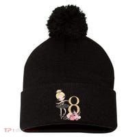 8th Birthday Ballerina Dancer Ballet Black Tutu Pom Pom 12in Knit Beanie thumb 0