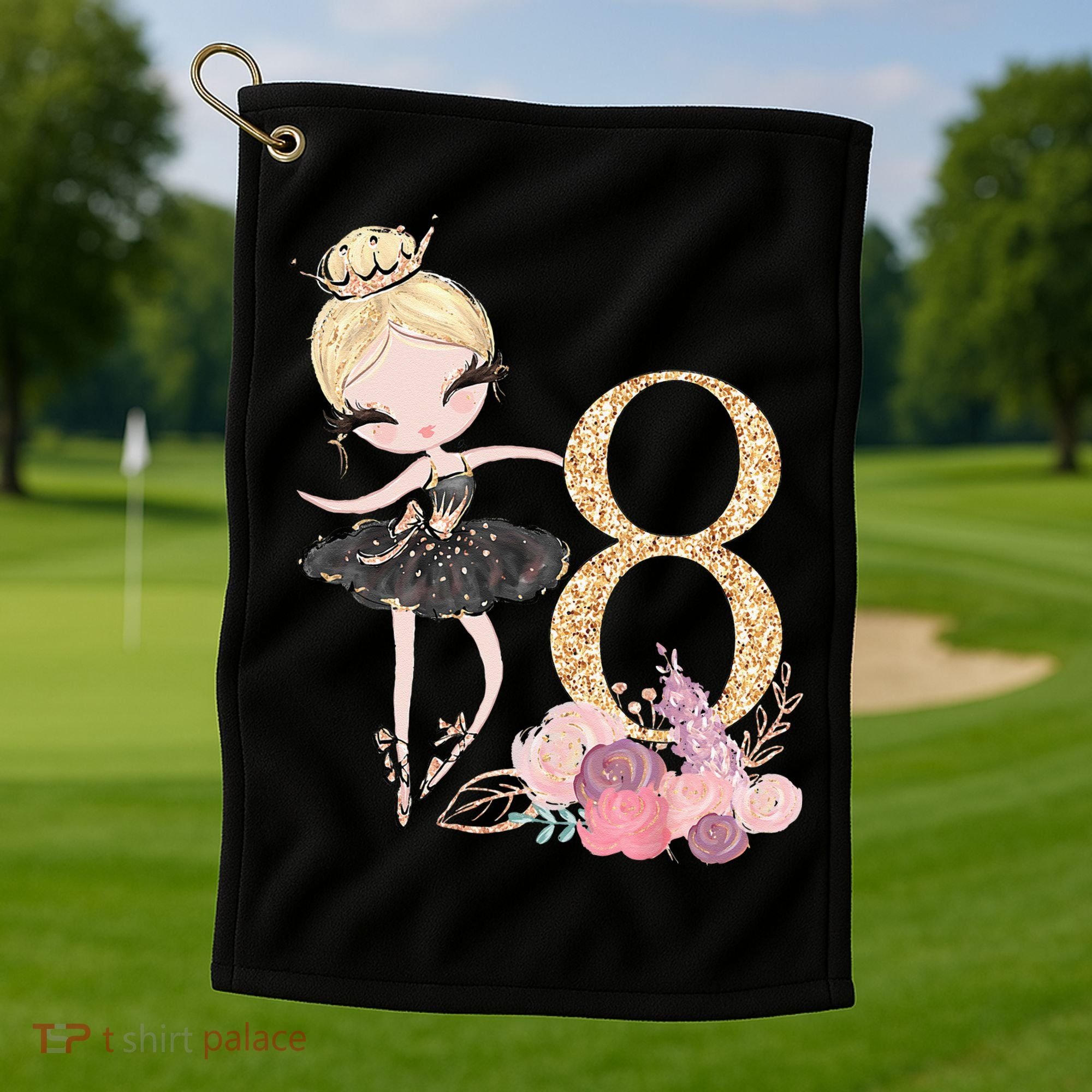 8th Birthday Ballerina Dancer Ballet Black Tutu Golf Towel