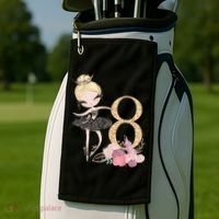 8th Birthday Ballerina Dancer Ballet Black Tutu Golf Towel thumb 2