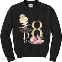 8th Birthday Ballerina Dancer Ballet Black Tutu Kids Sweatshirt thumb 0