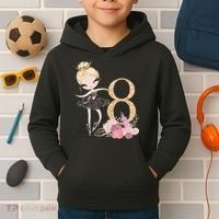 8th Birthday Ballerina Dancer Ballet Black Tutu Kids Hoodie thumb 2