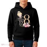 8th Birthday Ballerina Dancer Ballet Black Tutu Kids Hoodie thumb 4
