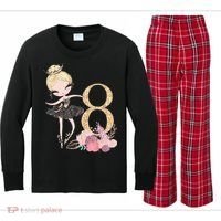 8th Birthday Ballerina Dancer Ballet Black Tutu Kids Long Sleeve Plaid Pajama Set thumb 0