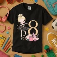 8th Birthday Ballerina Dancer Ballet Black Tutu Kids T-Shirt thumb 3