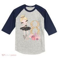 8th Birthday Ballerina Dancer Ballet Black Tutu Kids Colorblock Raglan Jersey thumb 0