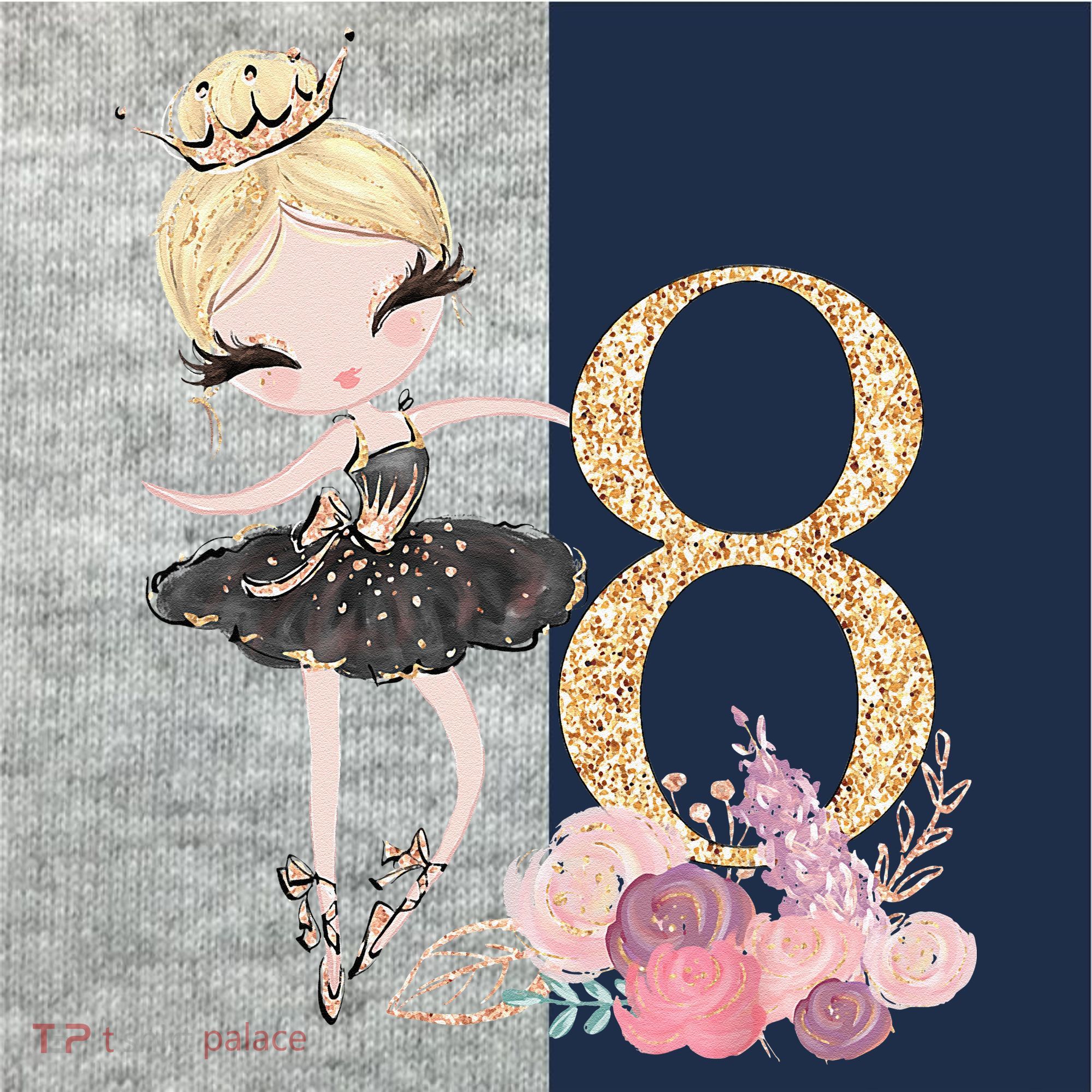 8th Birthday Ballerina Dancer Ballet Black Tutu Kids Colorblock Raglan Jersey