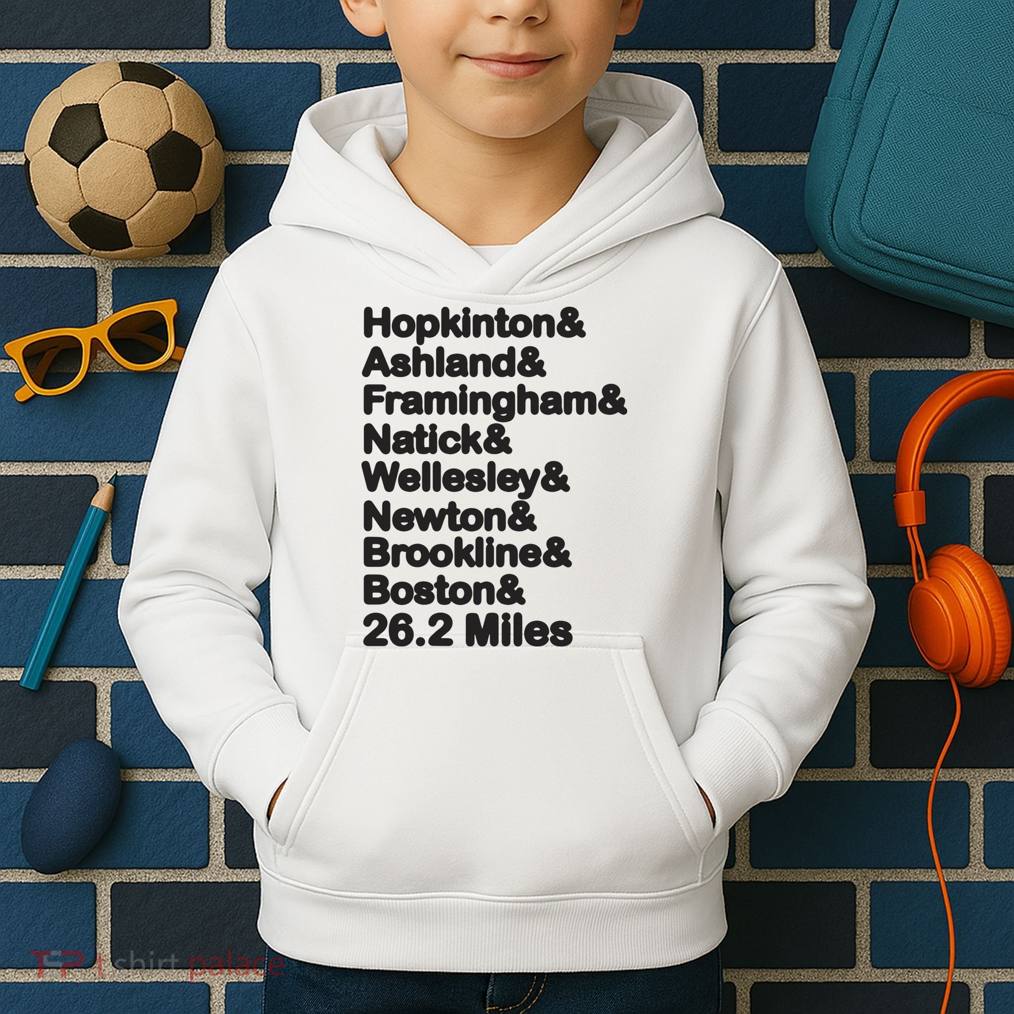 8 Boroughs Boston Running Marathon Running Kids Hoodie
