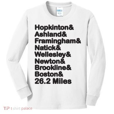 8 Boroughs Boston Running Marathon Running Kids Long Sleeve Shirt