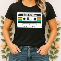 80th Birthday Best Of 1946 Cassette Mix Tape  Women's T-Shirt thumb 2