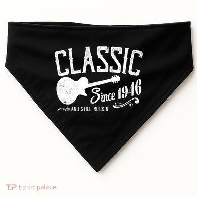 80th Birthday Classic Guitar Since 1946 And Still Rockin USA-Made Doggie Bandana