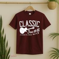 80th Birthday Classic Guitar Since 1946 And Still Rockin T-Shirt thumb 2