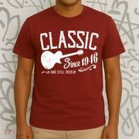 80th Birthday Classic Guitar Since 1946 And Still Rockin T-Shirt thumb 3