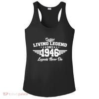 80th Birthday Certified Living Legend Since 1946 Legends Never Die Ladies PosiCharge Competitor Racerback Tank thumb 0