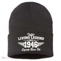 80th Birthday Certified Living Legend Since 1946 Legends Never Die Sustainable Knit Beanie thumb 0