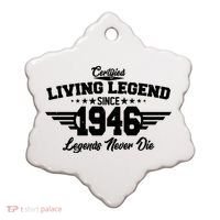 80th Birthday Certified Living Legend Since 1946 Legends Never Die Ceramic Ornament thumb 0