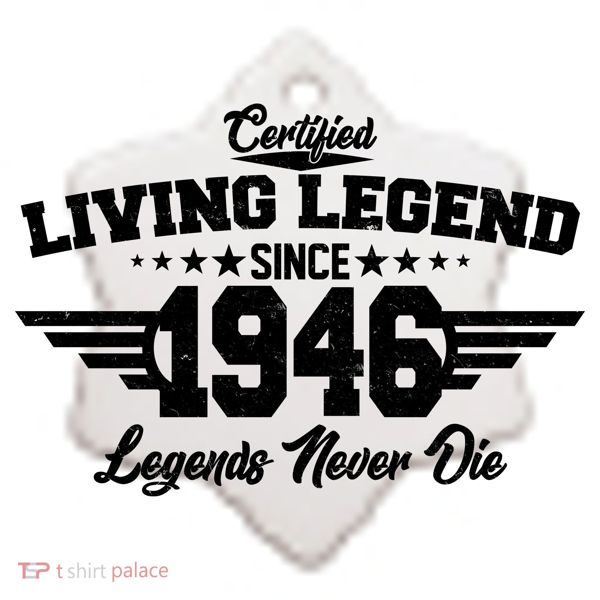 80th Birthday Certified Living Legend Since 1946 Legends Never Die Ceramic Ornament