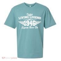 80th Birthday Certified Living Legend Since 1946 Legends Never Die Sueded Cloud Jersey T-Shirt thumb 0