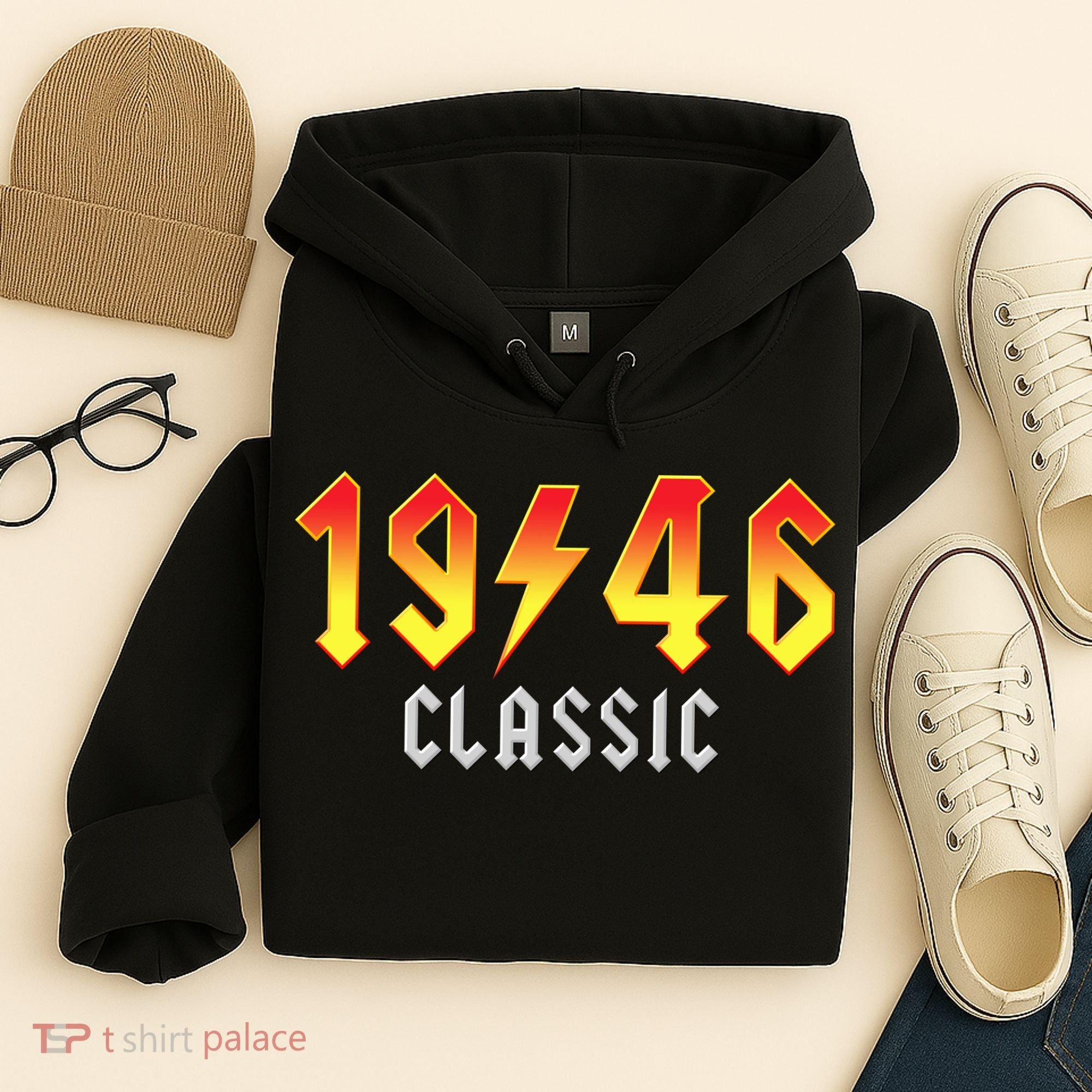 80th Birthday Classic 1946 Retro Rock Band Hoodie