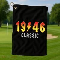 80th Birthday Classic 1946 Retro Rock Band Golf Towel thumb 1
