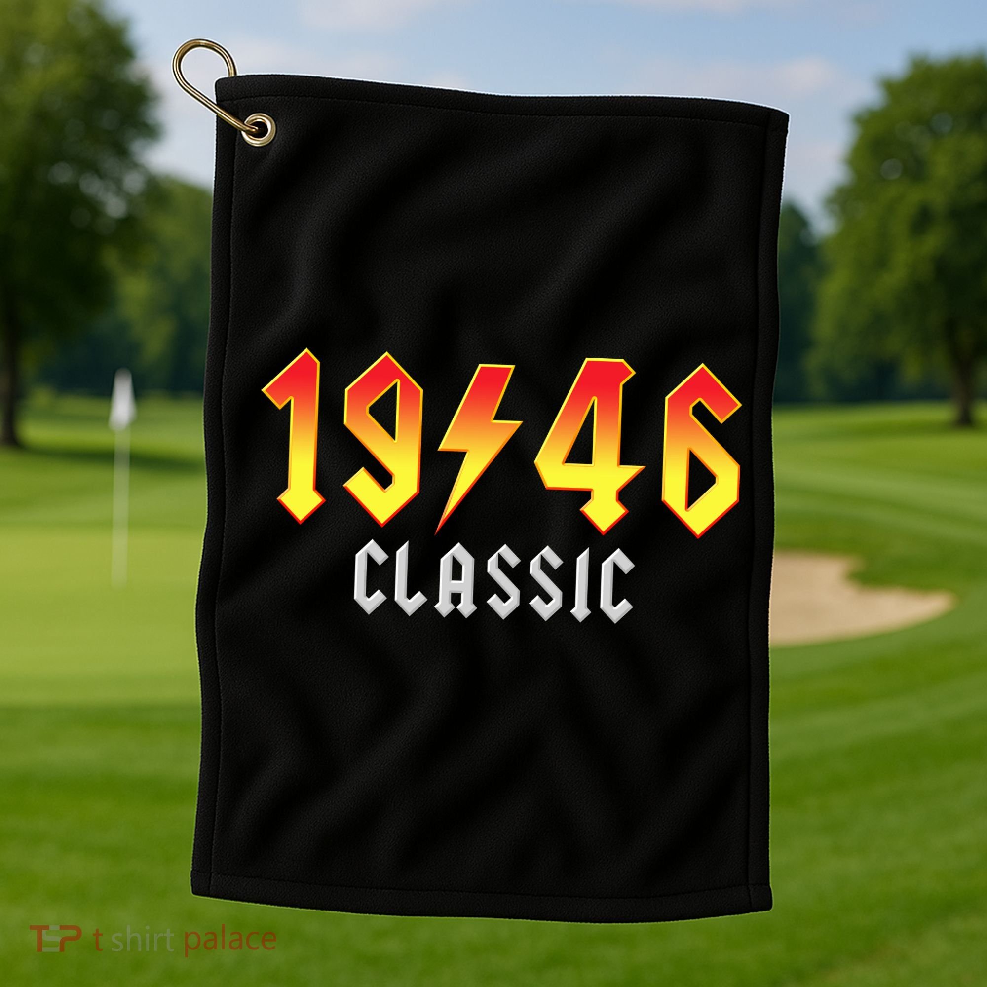 80th Birthday Classic 1946 Retro Rock Band Golf Towel