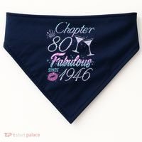 80th Birthday Chapter 80 Fabulous Since 1946 Rhinestones Diamonds USA-Made Doggie Bandana thumb 0