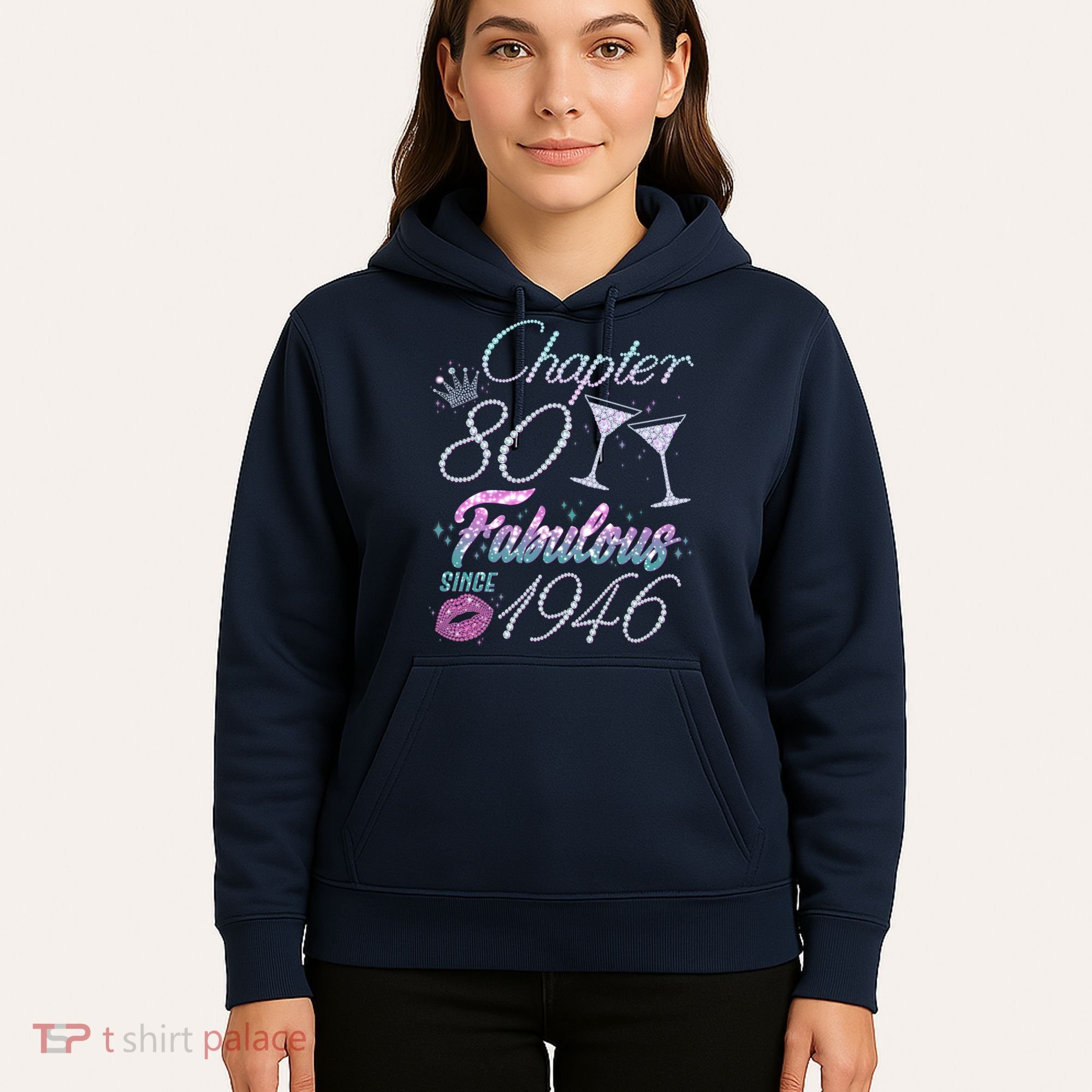 80th Birthday Chapter 80 Fabulous Since 1946 Rhinestones Diamonds Hoodie