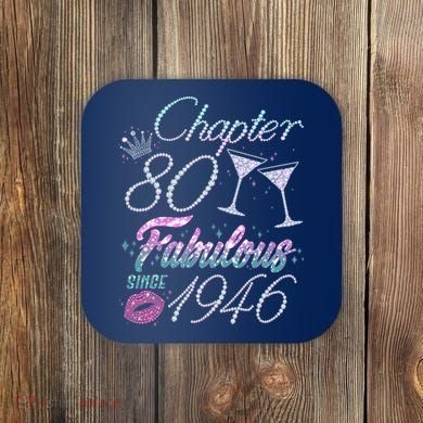 80th Birthday Chapter 80 Fabulous Since 1946 Rhinestones Diamonds Coaster