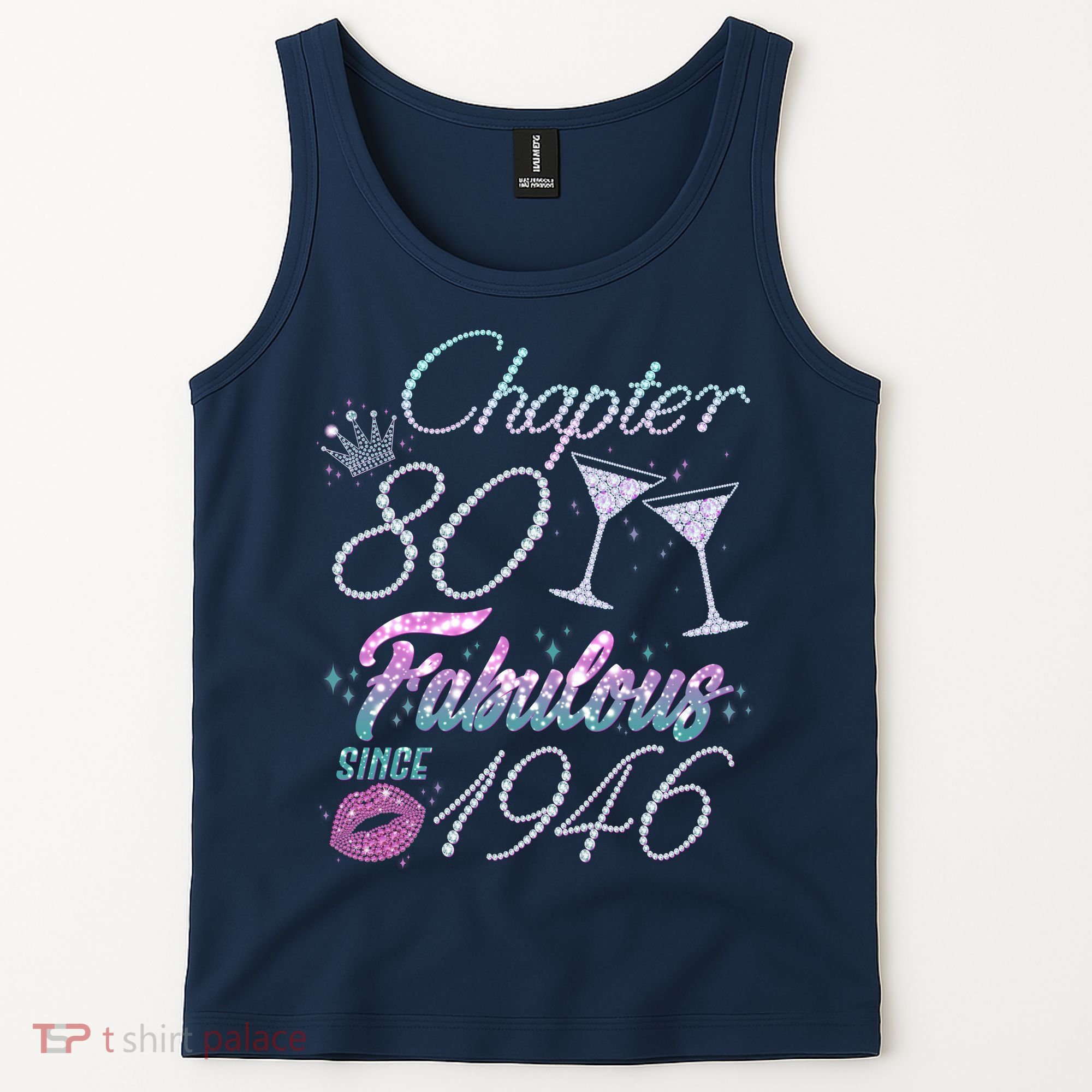 80th Birthday Chapter 80 Fabulous Since 1946 Rhinestones Diamonds Tank Top