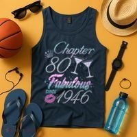 80th Birthday Chapter 80 Fabulous Since 1946 Rhinestones Diamonds Tank Top thumb 4