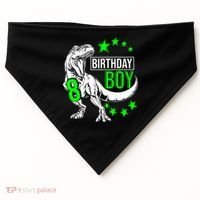 8th Birthday Dinosaur Birthday Boy 8th T_rex Boys Gift For Birthday USA-Made Doggie Bandana thumb 0