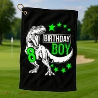 8th Birthday Dinosaur Birthday Boy 8th T_rex Boys Gift For Birthday Golf Towel thumb 1
