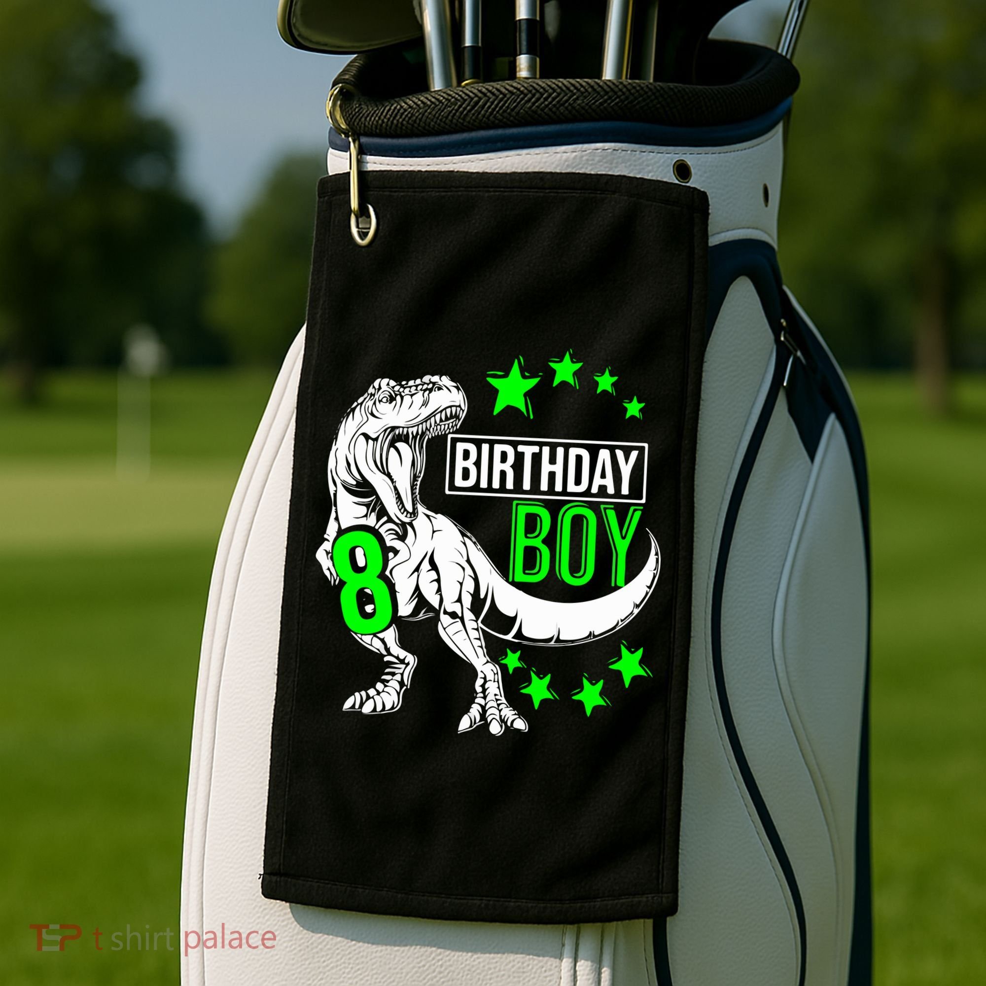 8th Birthday Dinosaur Birthday Boy 8th T_rex Boys Gift For Birthday Golf Towel