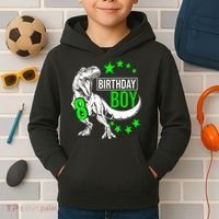 8th Birthday Dinosaur Birthday Boy 8th T_rex Boys Gift For Birthday Kids Hoodie thumb 2