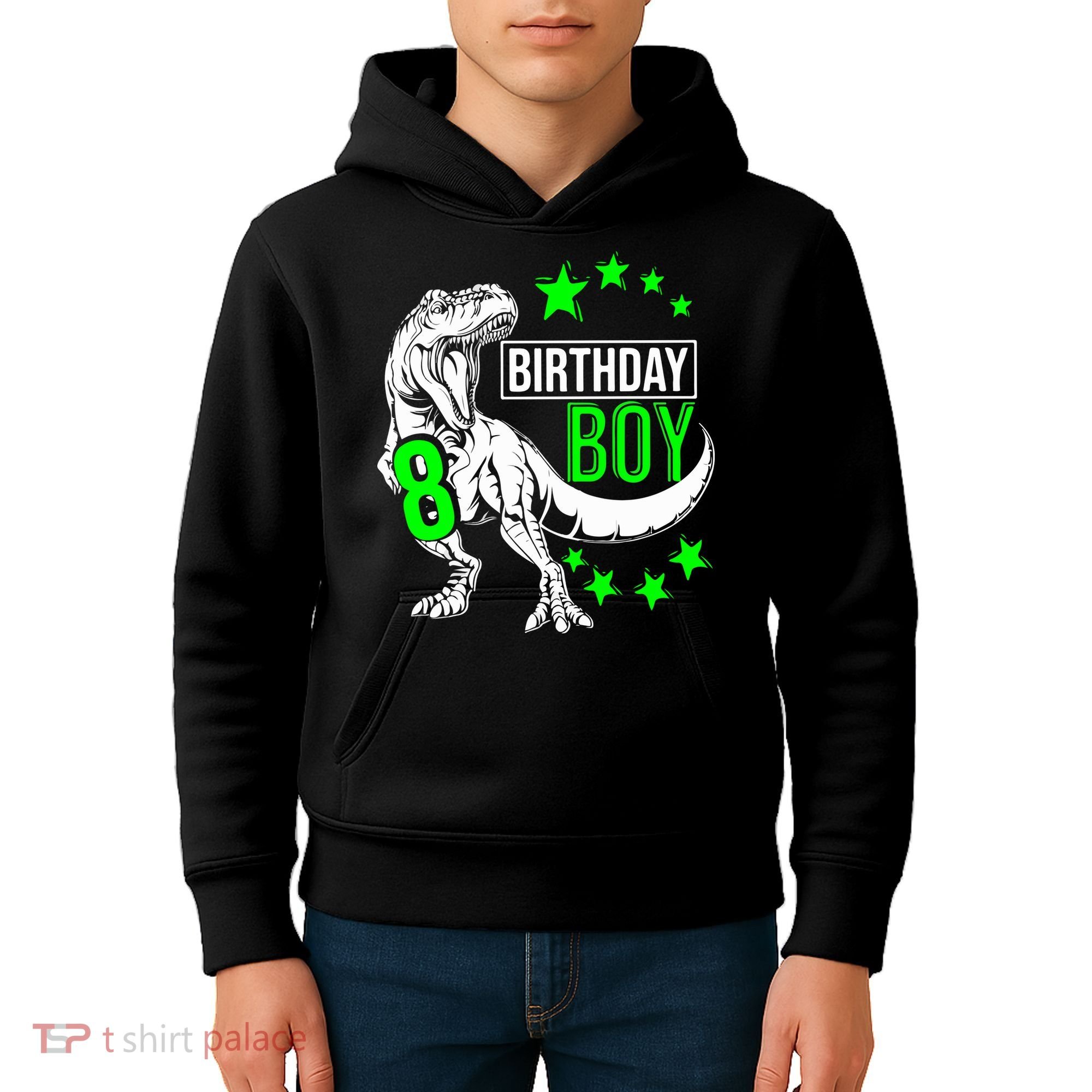 8th Birthday Dinosaur Birthday Boy 8th T_rex Boys Gift For Birthday Kids Hoodie