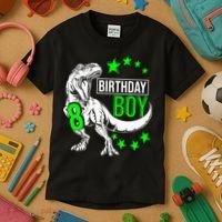 8th Birthday Dinosaur Birthday Boy 8th T_rex Boys Gift For Birthday Kids T-Shirt thumb 3