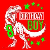 8th Birthday Dinosaur Birthday Boy 8th T_rex Boys Gift For Birthday Santa Hat thumb 1